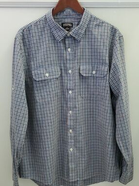 Michael Kors Men's Blue Plaid Button-Down Shirt Roll Tab Sleeves Size XXL